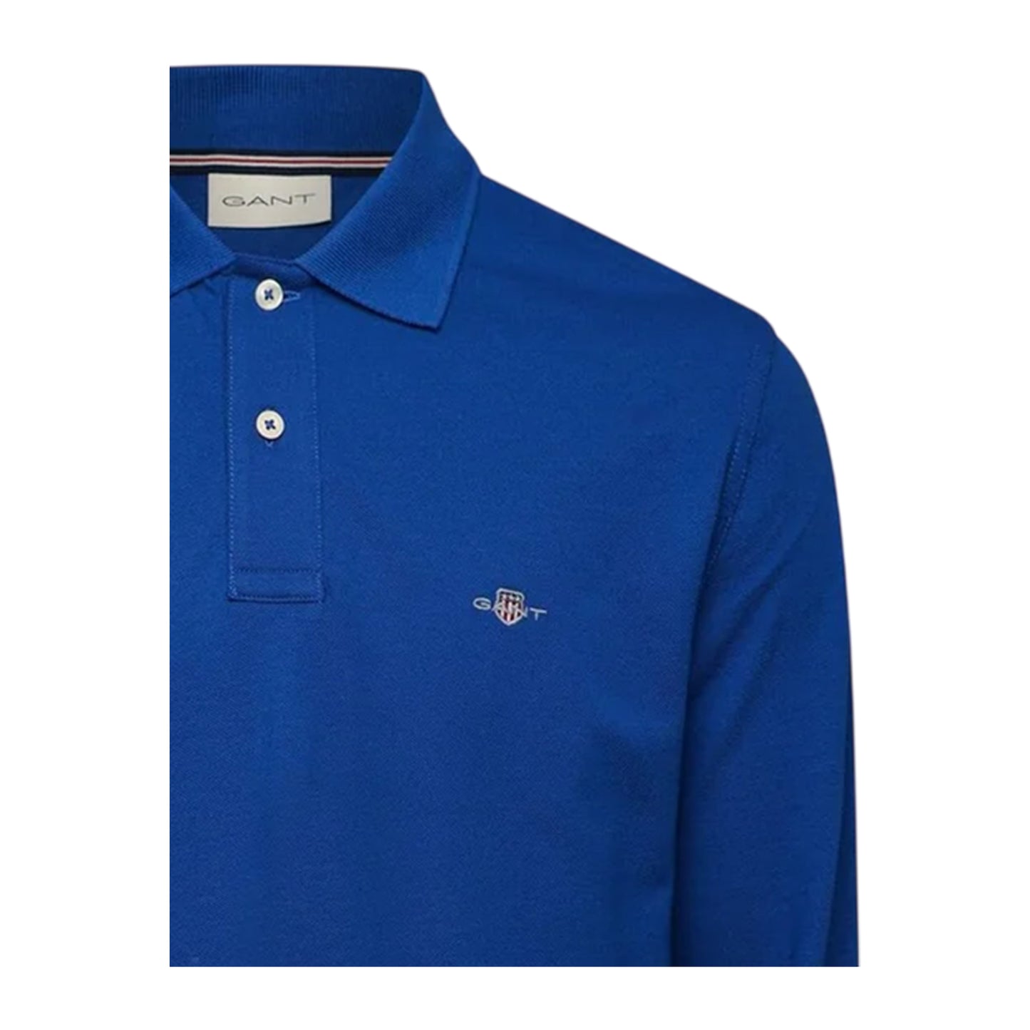College Navy - Side - Gant Mens Embroidered Logo Long-Sleeved Polo Shirt