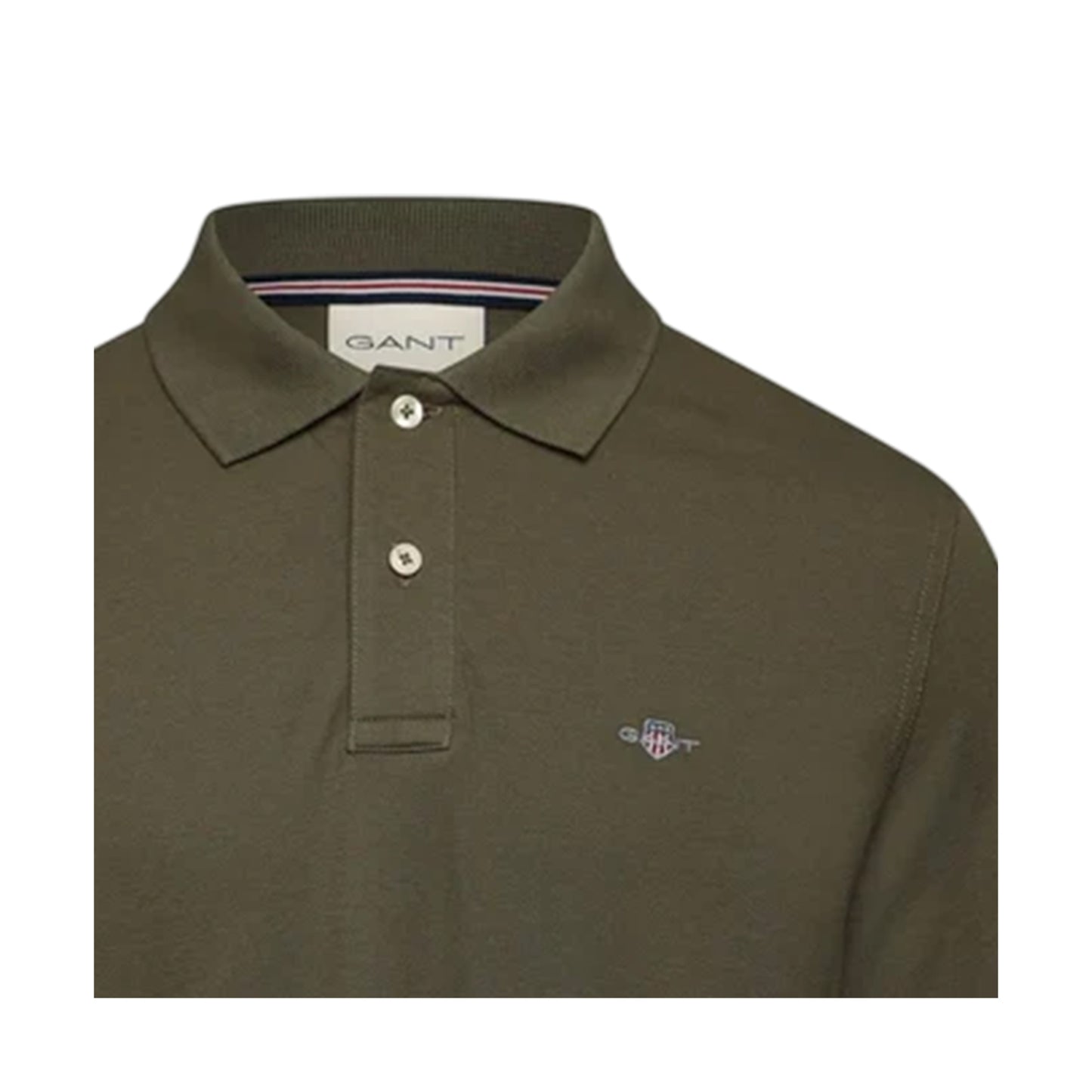 Juniper Green - Side - Gant Mens Embroidered Logo Long-Sleeved Polo Shirt