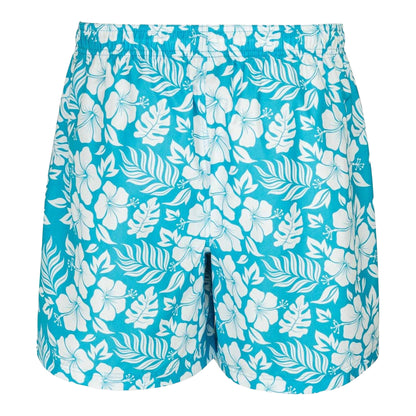 Blue - Back - Hot Tuna Mens Floral Swim Shorts
