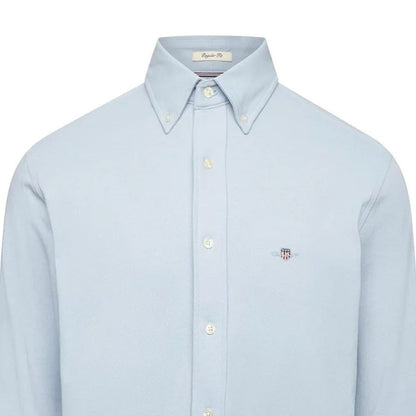 Blue - Side - Gant Mens Pique Regular Long-Sleeved Shirt