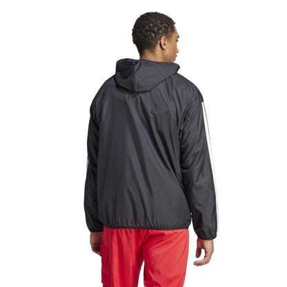 Black-White - Back - Adidas Mens Essentials 3 Stripes Lightweight Windbreaker