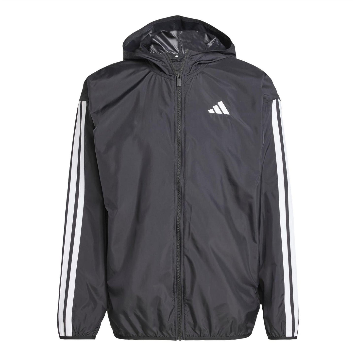 Black-White - Front - Adidas Mens Essentials 3 Stripes Lightweight Windbreaker