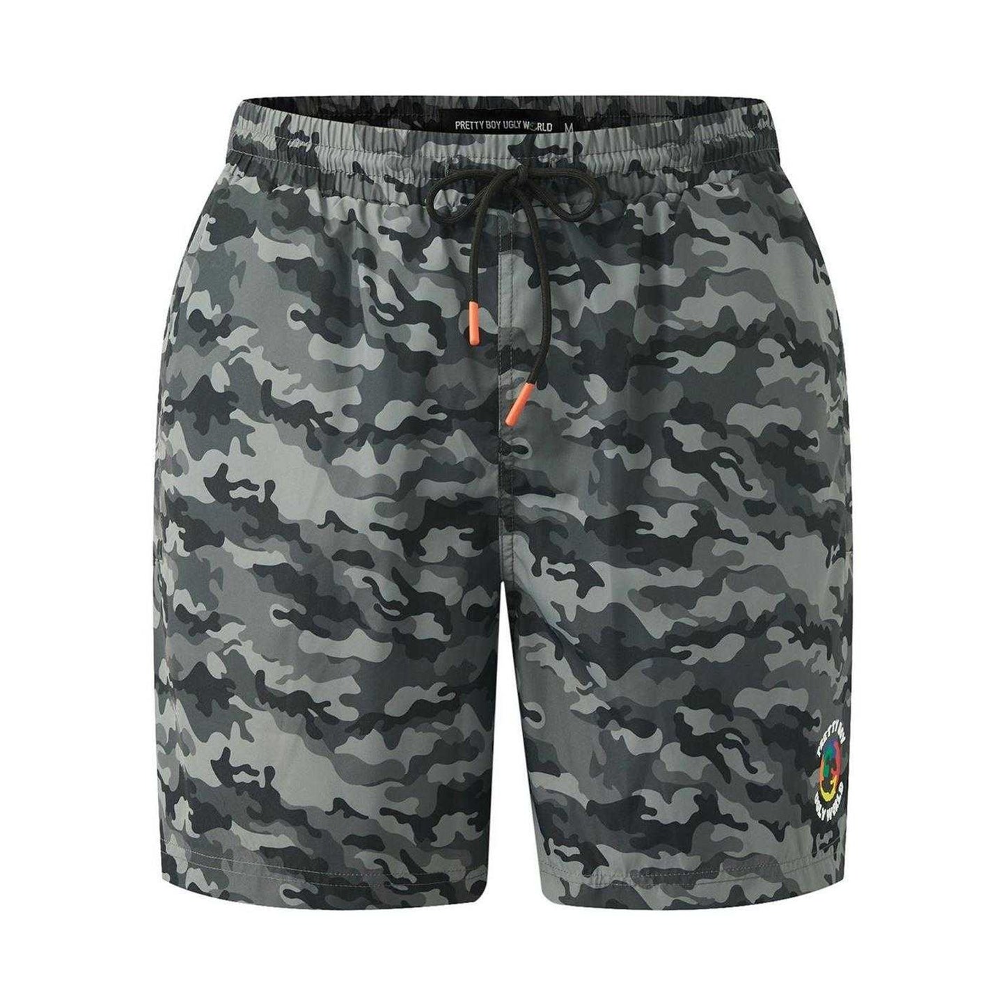 Grey - Front - Pretty Boy Ugly World Mens Camo Swim Shorts