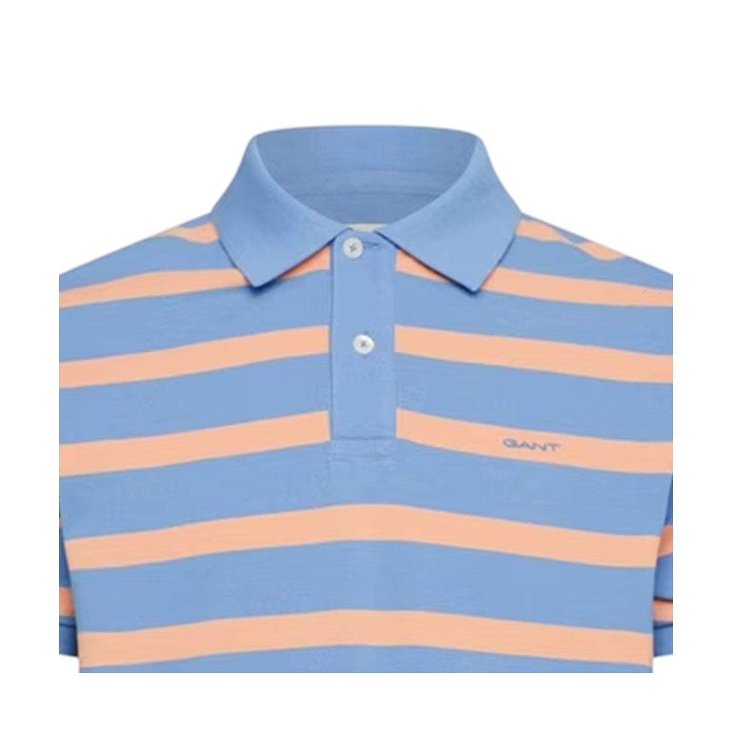 Blue-Soft Orange - Side - Gant Mens Striped Regular Polo Shirt