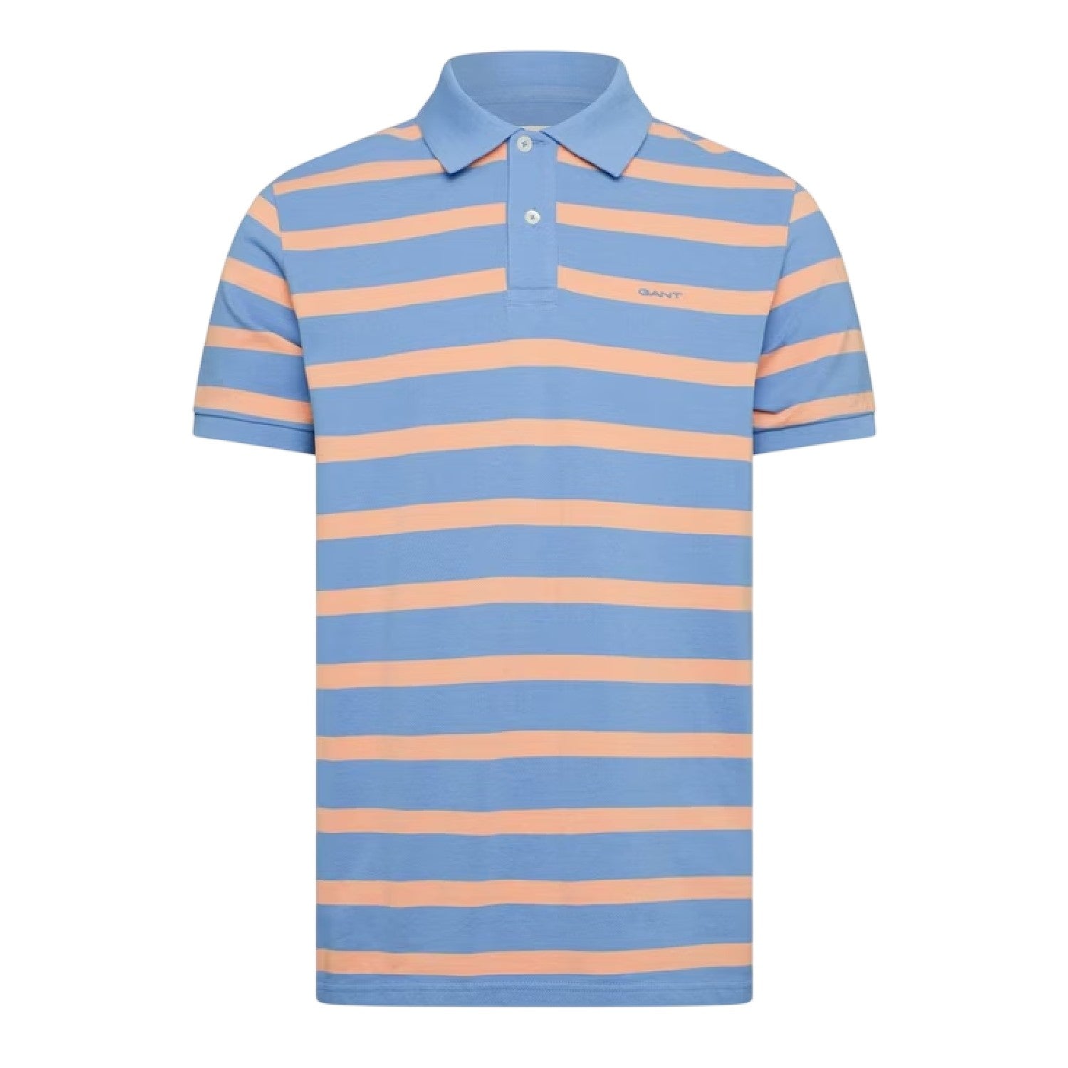 Blue-Soft Orange - Front - Gant Mens Striped Regular Polo Shirt