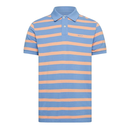 Blue-Soft Orange - Front - Gant Mens Striped Regular Polo Shirt