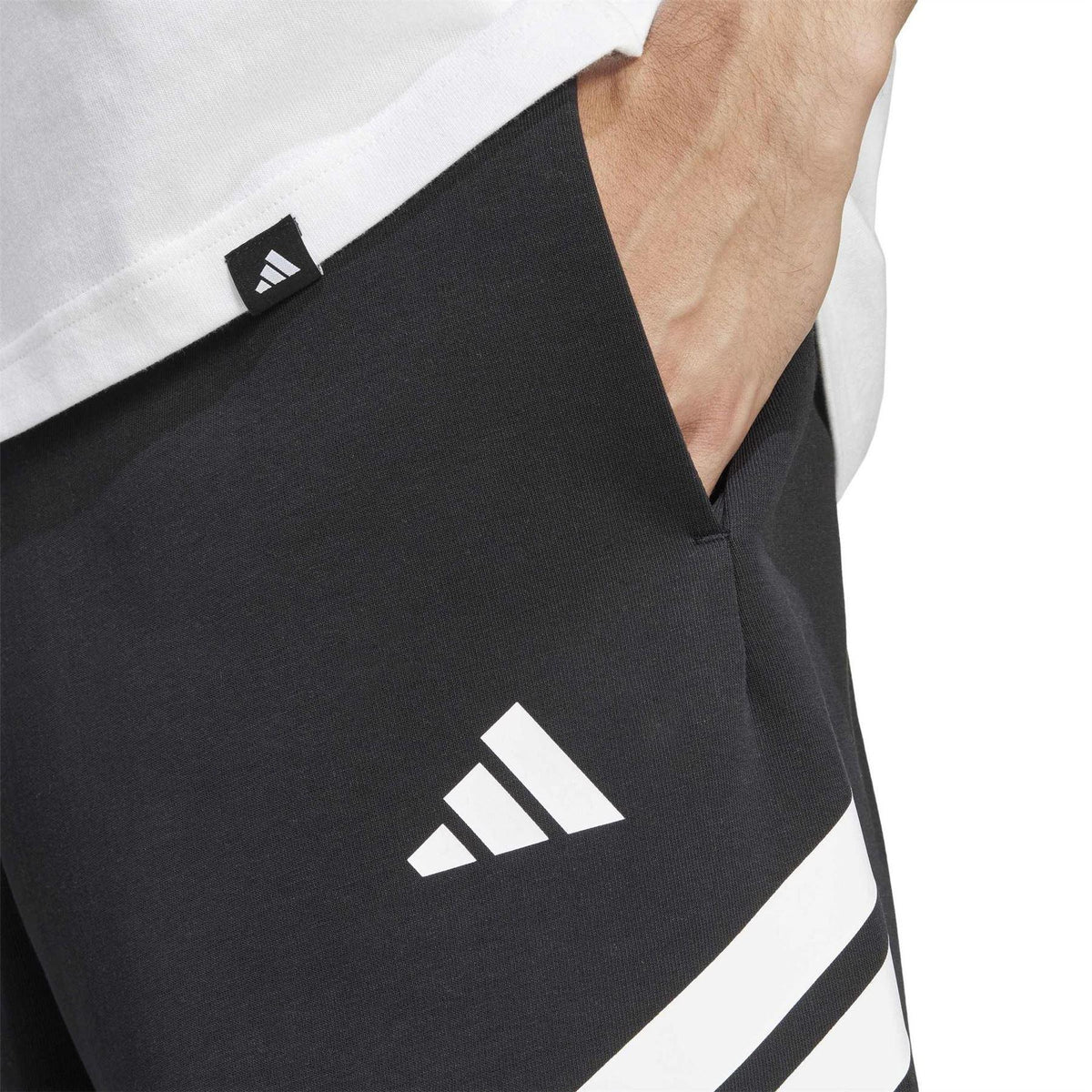 Black - Side - Adidas Mens 3 Stripes Casual Shorts
