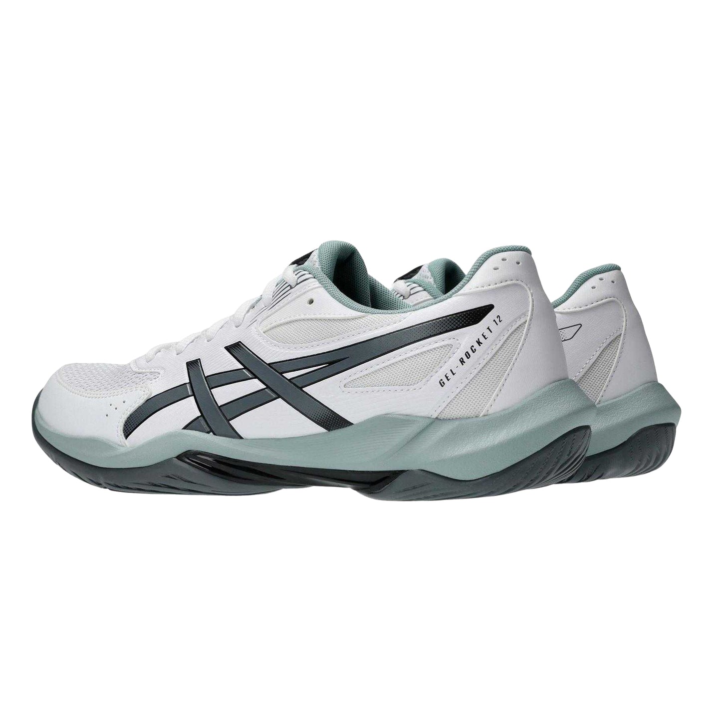 White-Steel - Back - Asics Mens Rocket 12 Indoor Court Trainers