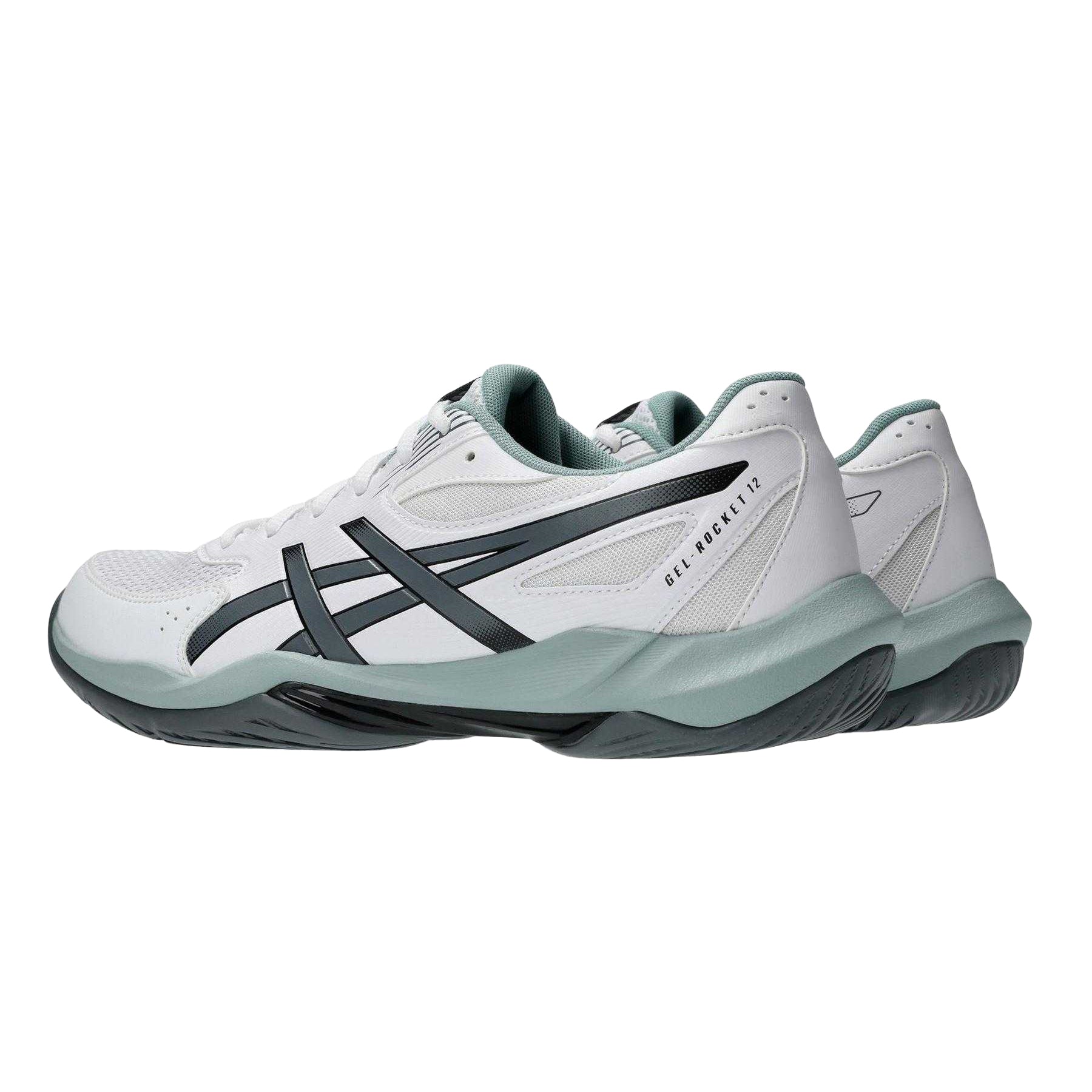 White-Steel - Back - Asics Mens Rocket 12 Indoor Court Trainers