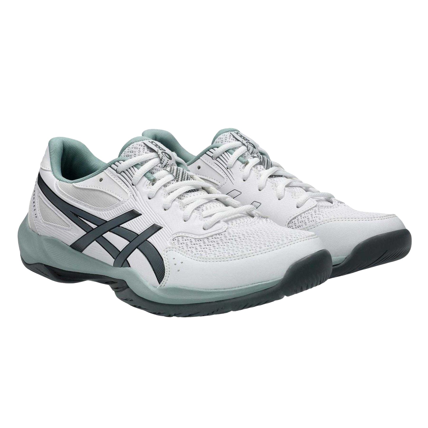 White-Steel - Pack Shot - Asics Mens Rocket 12 Indoor Court Trainers