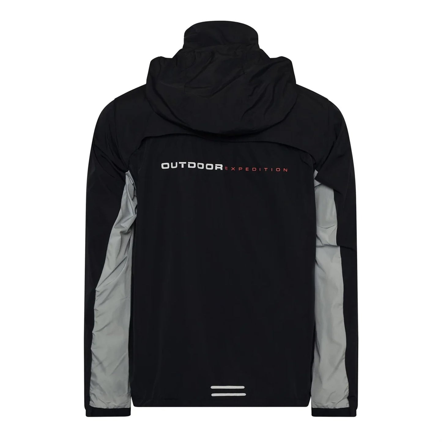 Black-Coral - Back - OEX Mens Grampian Colour Block Hooded Long-Sleeved Tracksuit Top