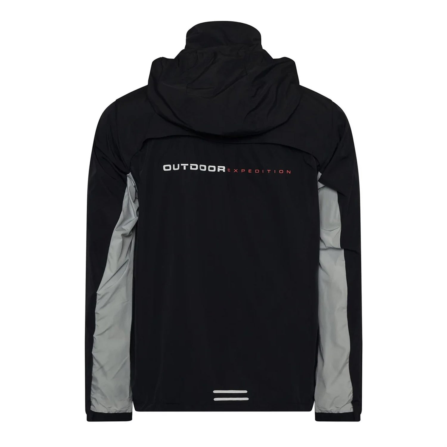 Black-Coral - Back - OEX Mens Grampian Colour Block Hooded Long-Sleeved Tracksuit Top