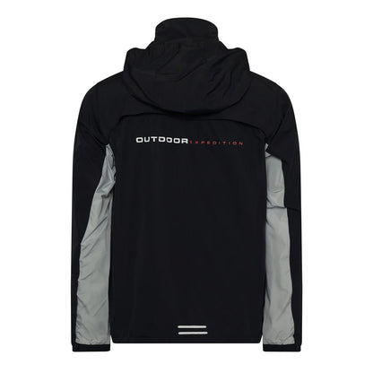 Black-Coral - Back - OEX Mens Grampian Colour Block Hooded Long-Sleeved Tracksuit Top