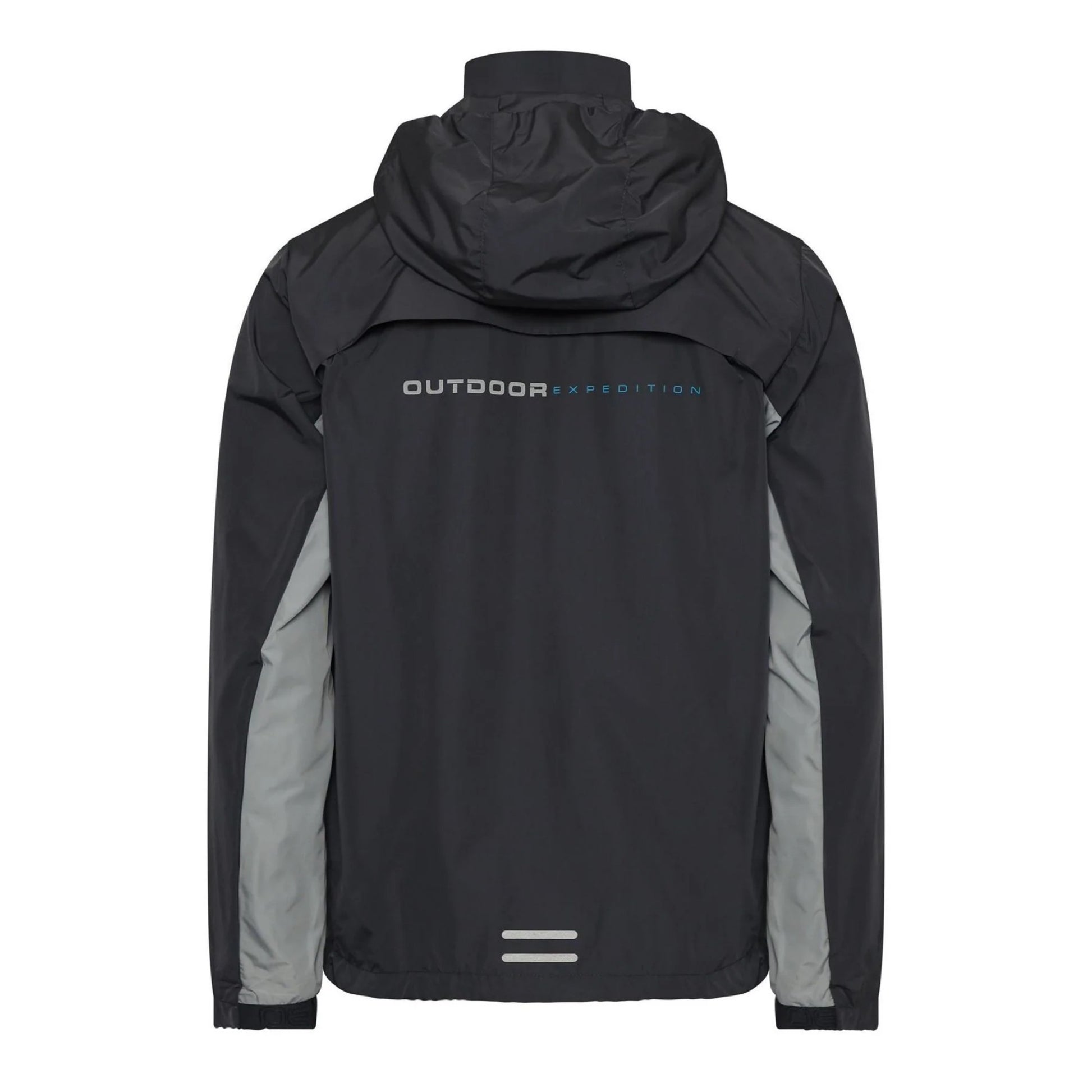 Charcoal-Light Grey - Front - OEX Mens Grampian Colour Block Hooded Long-Sleeved Tracksuit Top