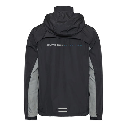 Charcoal-Light Grey - Front - OEX Mens Grampian Colour Block Hooded Long-Sleeved Tracksuit Top