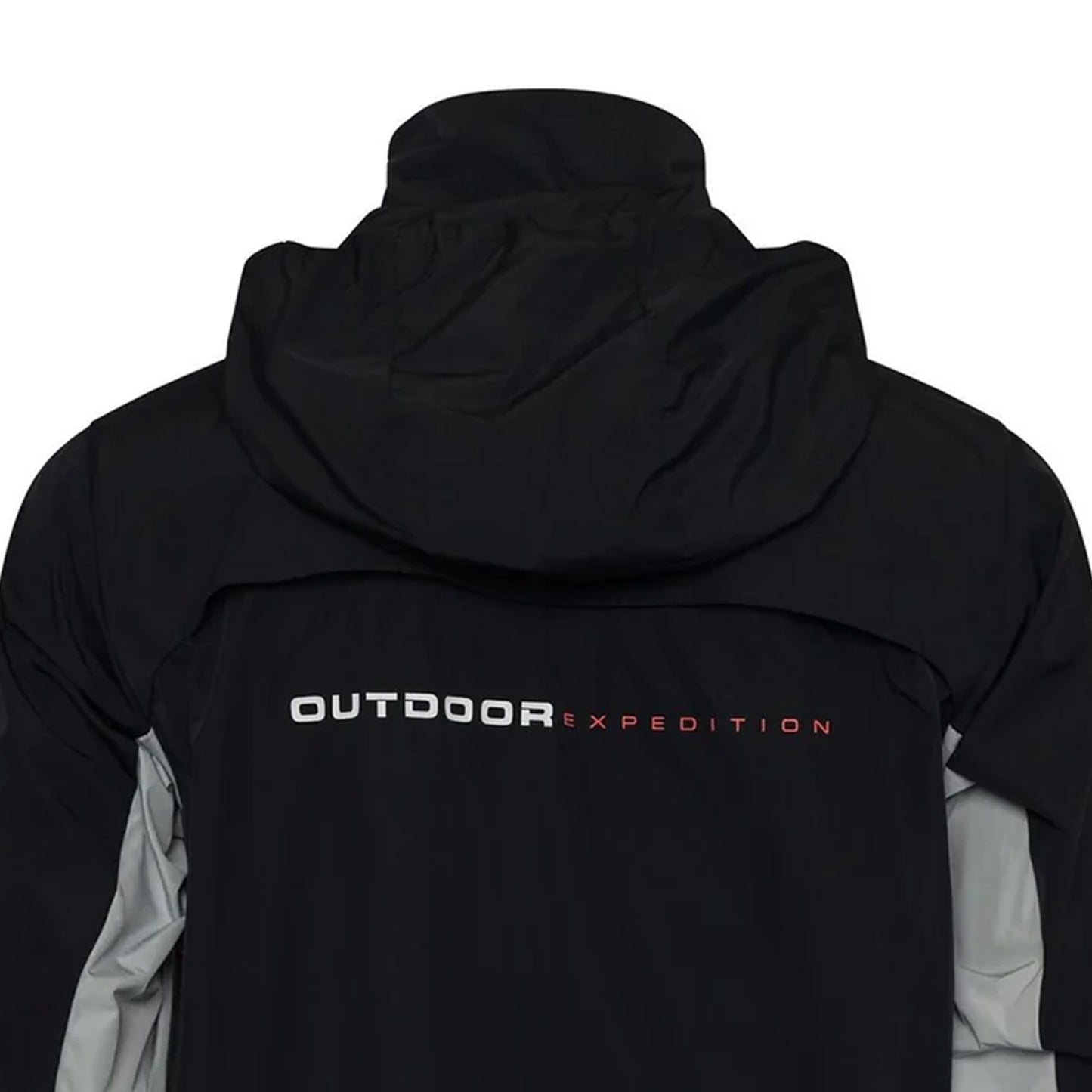 Charcoal-Light Grey - Back - OEX Mens Grampian Colour Block Hooded Long-Sleeved Tracksuit Top