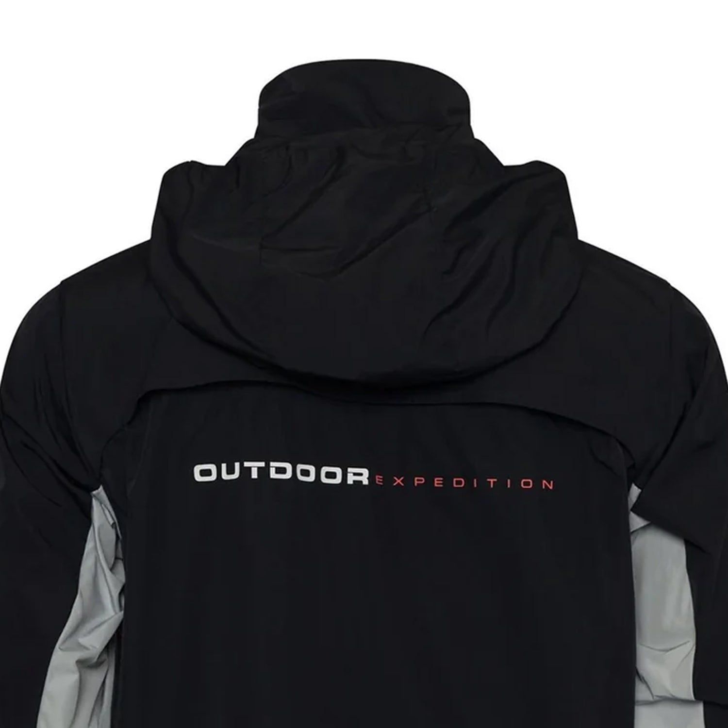 Charcoal-Light Grey - Back - OEX Mens Grampian Colour Block Hooded Long-Sleeved Tracksuit Top