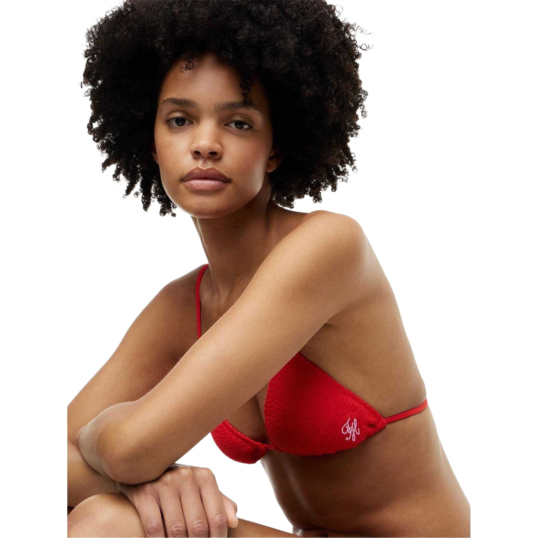 Fire Red - Side - Tommy Hilfiger Womens-Ladies Triangle Bikini Top