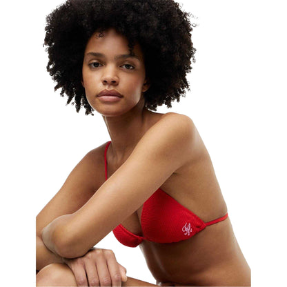 Fire Red - Side - Tommy Hilfiger Womens-Ladies Triangle Bikini Top