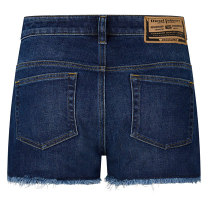 Blue Denim - Back - Diesel Womens-Ladies De-Rifty-Out Calzoncini Denim Distressed Shorts