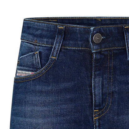 Blue Denim - Side - Diesel Womens-Ladies De-Rifty-Out Calzoncini Denim Distressed Shorts
