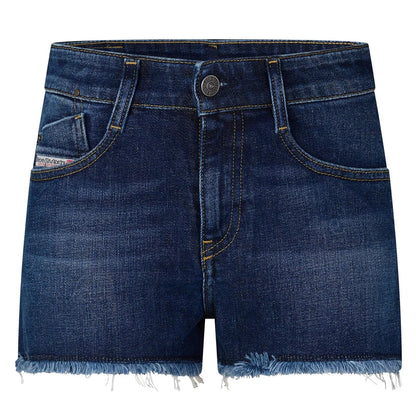 Blue Denim - Front - Diesel Womens-Ladies De-Rifty-Out Calzoncini Denim Distressed Shorts