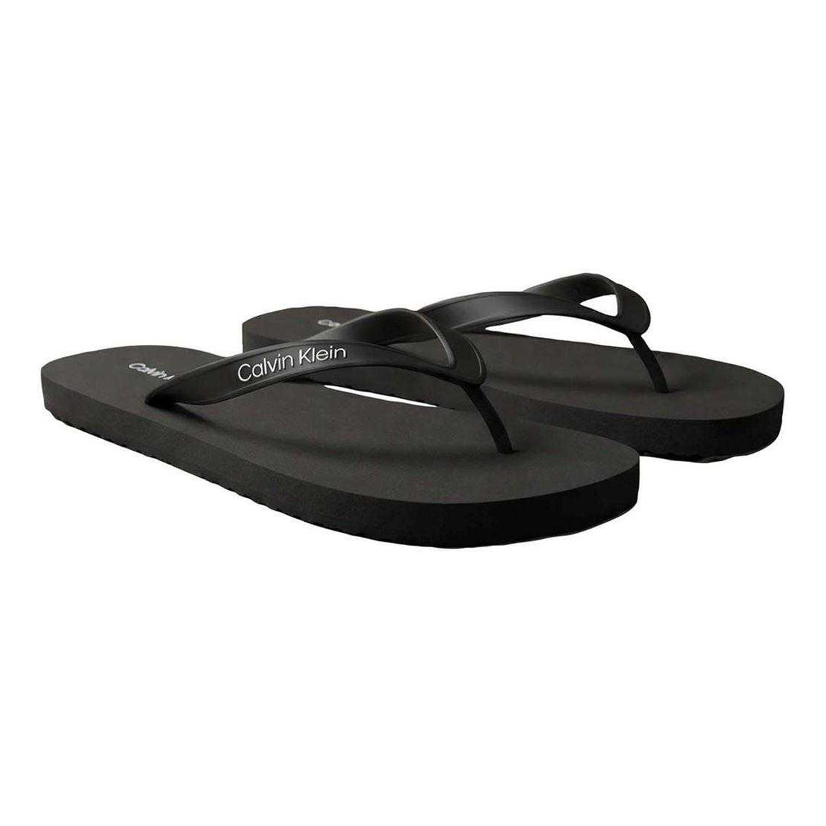 Triple Black - Side - Calvin Klein Mens Logo Flip Flops