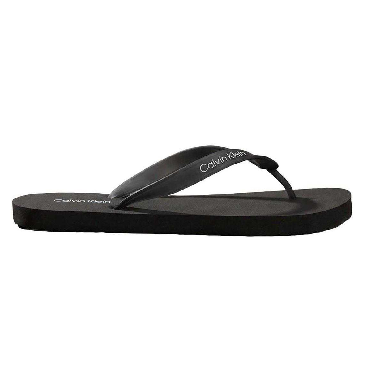 Triple Black - Front - Calvin Klein Mens Logo Flip Flops