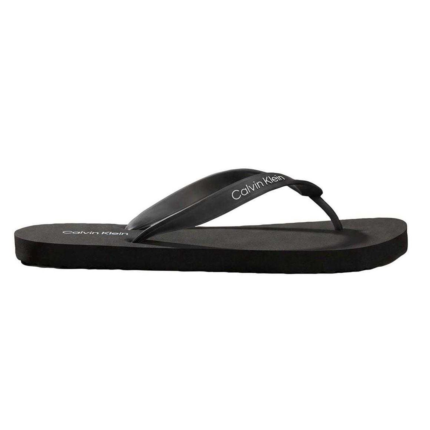 Triple Black - Front - Calvin Klein Mens Logo Flip Flops