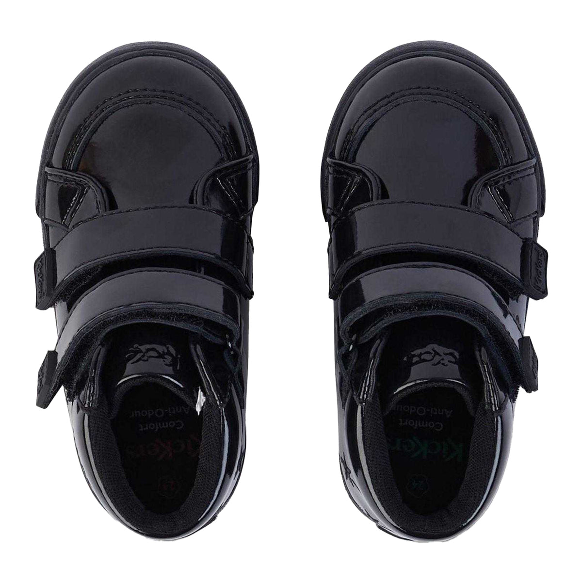 Black - Back - Kickers Childrens-Kids Tovni Hi Stardust Patent Leather High Top Trainers