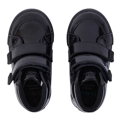 Black - Back - Kickers Childrens-Kids Tovni Hi Stardust Patent Leather High Top Trainers