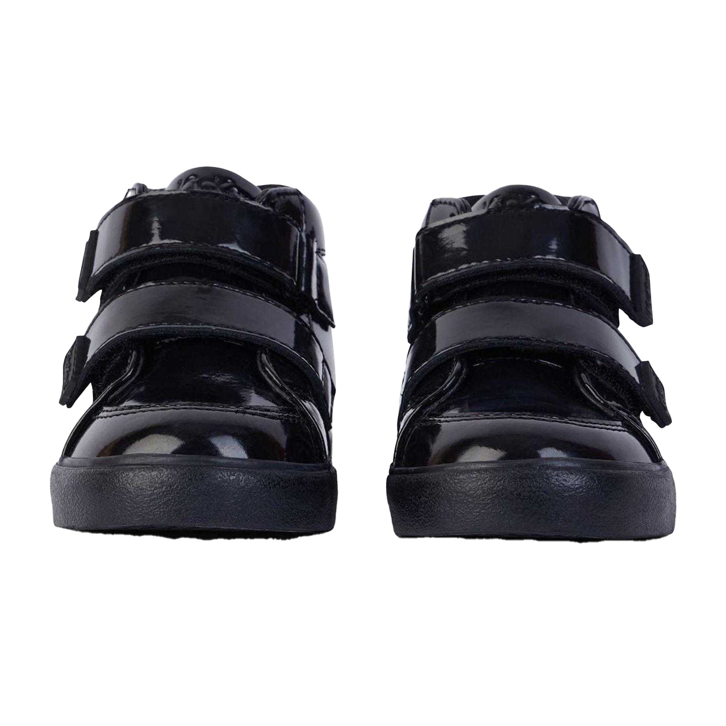 Black - Side - Kickers Childrens-Kids Tovni Hi Stardust Patent Leather High Top Trainers