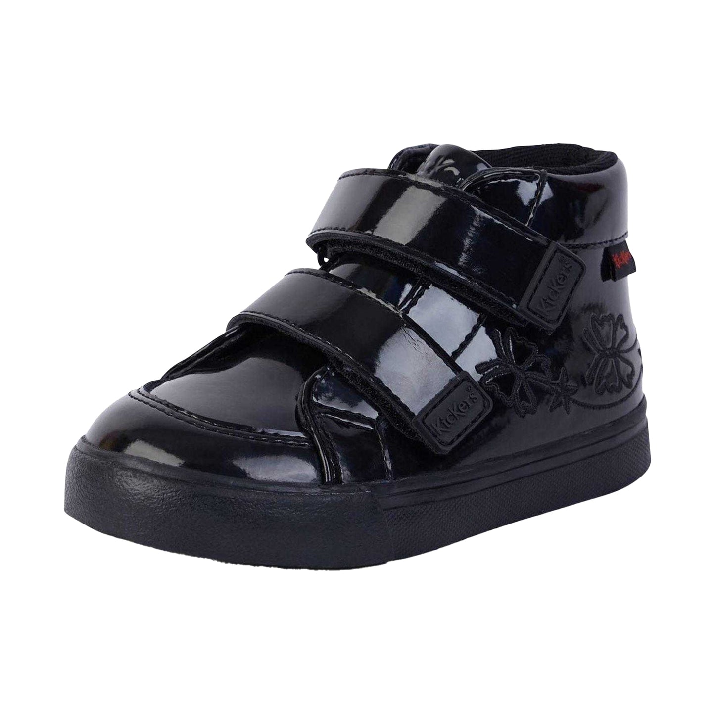 Black - Lifestyle - Kickers Childrens-Kids Tovni Hi Stardust Patent Leather High Top Trainers