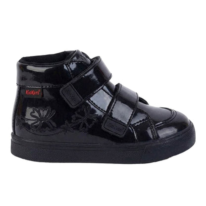 Black - Front - Kickers Childrens-Kids Tovni Hi Stardust Patent Leather High Top Trainers