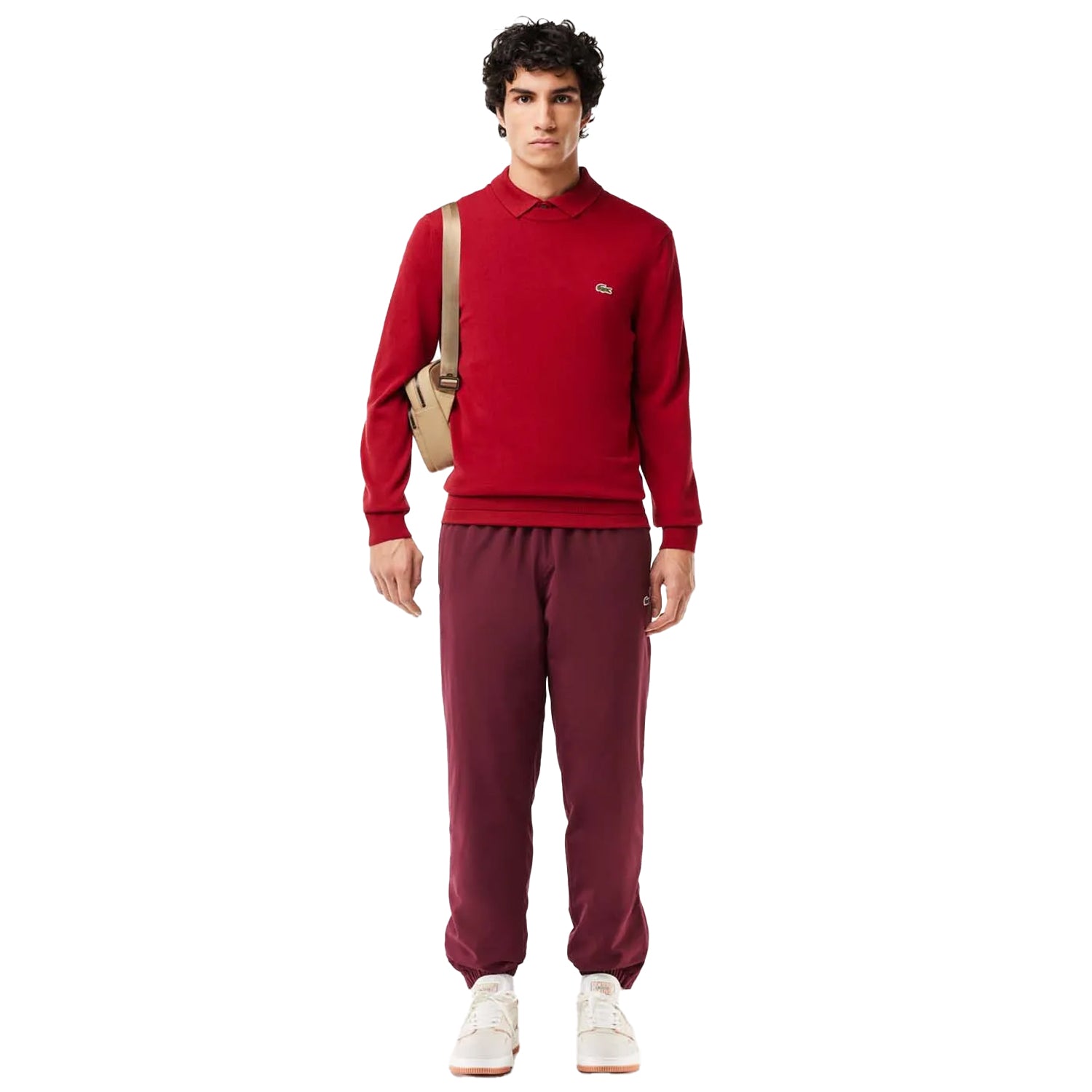 Orange - Side - Lacoste Mens Monochrome Cotton Crew Neck Sweatshirt