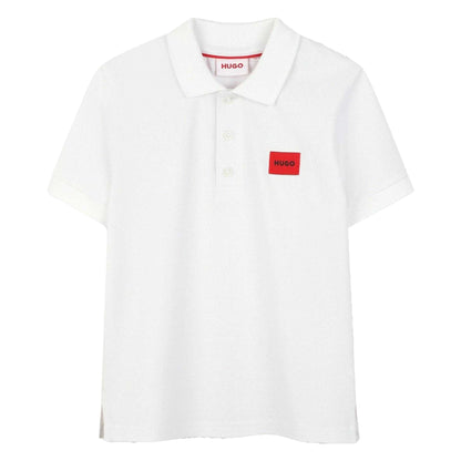 White - Front - Hugo Childrens-Kids Logo Short-Sleeved Polo Shirt