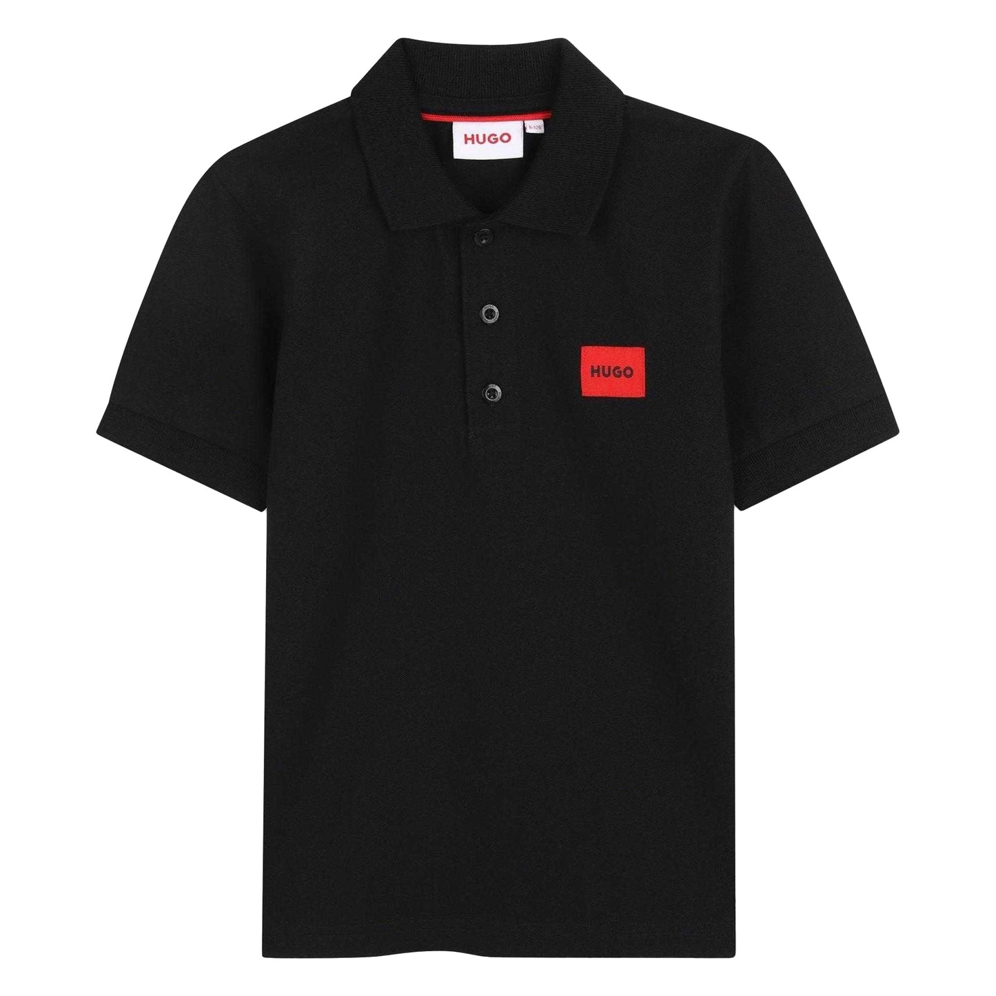 Black - Front - Hugo Childrens-Kids Logo Short-Sleeved Polo Shirt