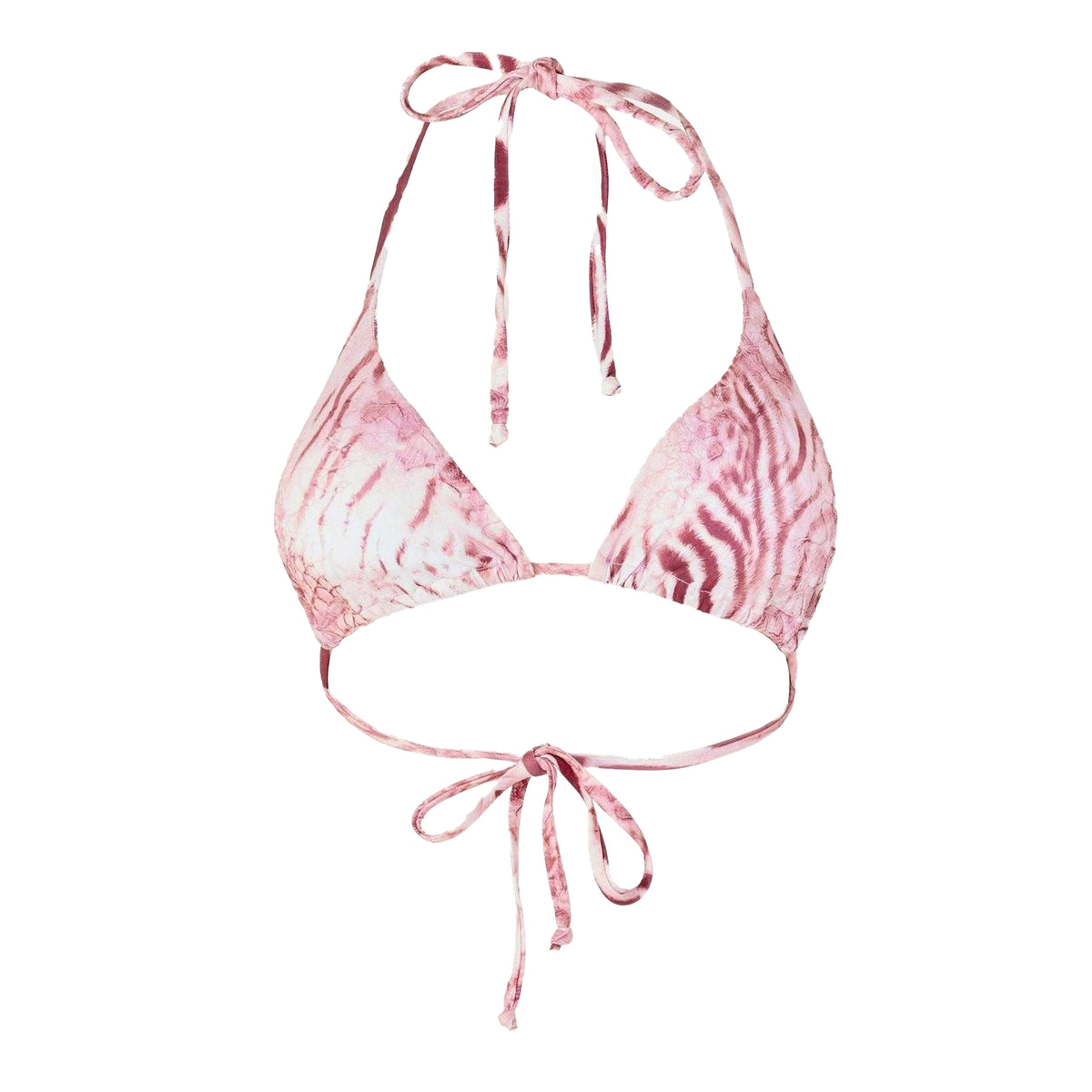 Pink - Front - Grace Womens-Ladies Animal Print Bikini Top