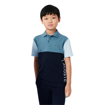 Blue - Side - Lacoste Childrens-Kids Colour Block Regular Polo Shirt
