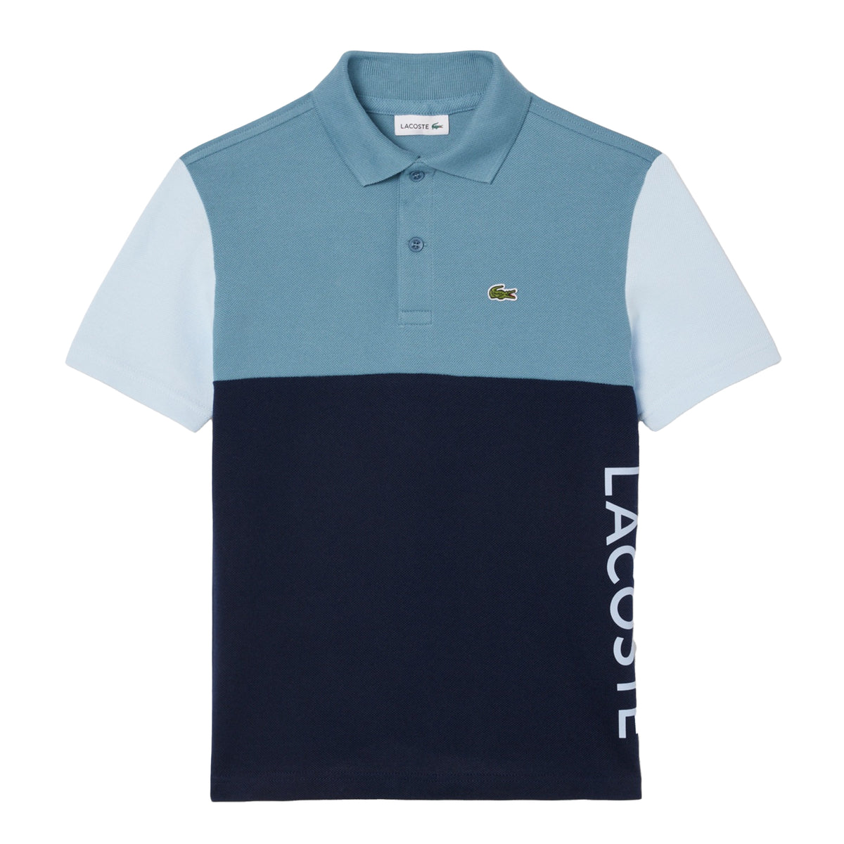 Blue - Front - Lacoste Childrens-Kids Colour Block Regular Polo Shirt