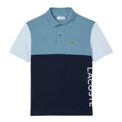 Blue - Front - Lacoste Childrens-Kids Colour Block Regular Polo Shirt