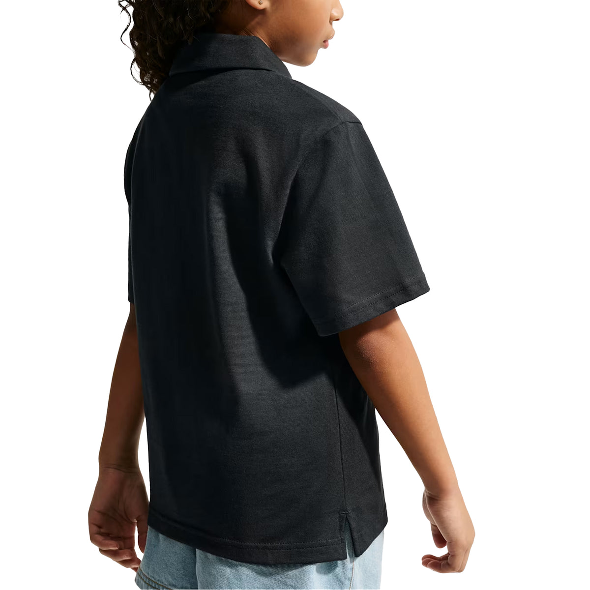 Black - Back - Nike Childrens-Kids Swoosh Short-Sleeved Polo Shirt