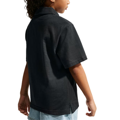 Black - Back - Nike Childrens-Kids Swoosh Short-Sleeved Polo Shirt