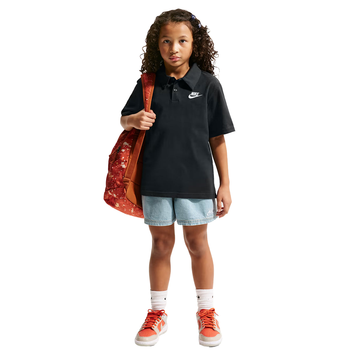 Black - Side - Nike Childrens-Kids Swoosh Short-Sleeved Polo Shirt