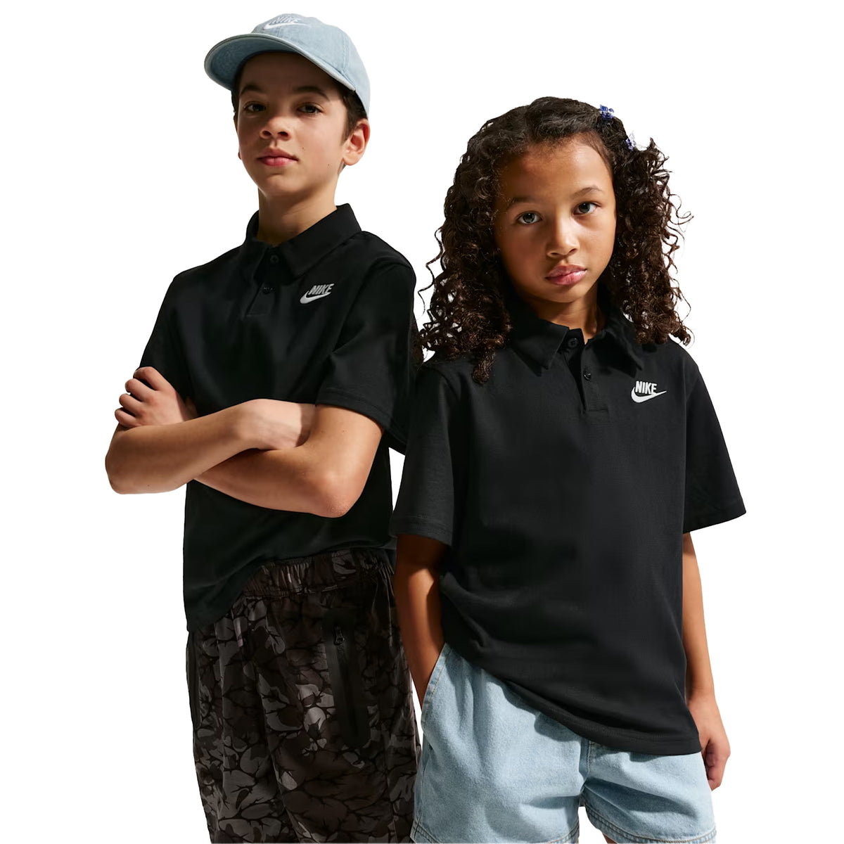Black - Lifestyle - Nike Childrens-Kids Swoosh Short-Sleeved Polo Shirt