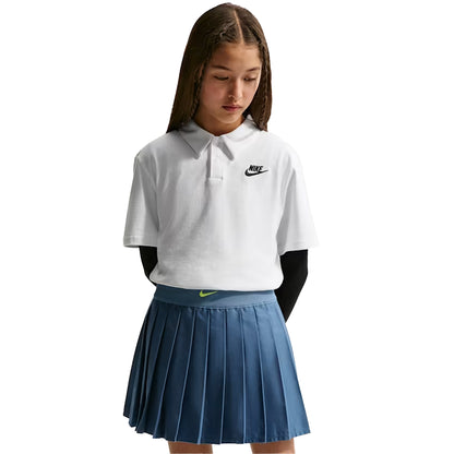 White - Front - Nike Childrens-Kids Swoosh Short-Sleeved Polo Shirt