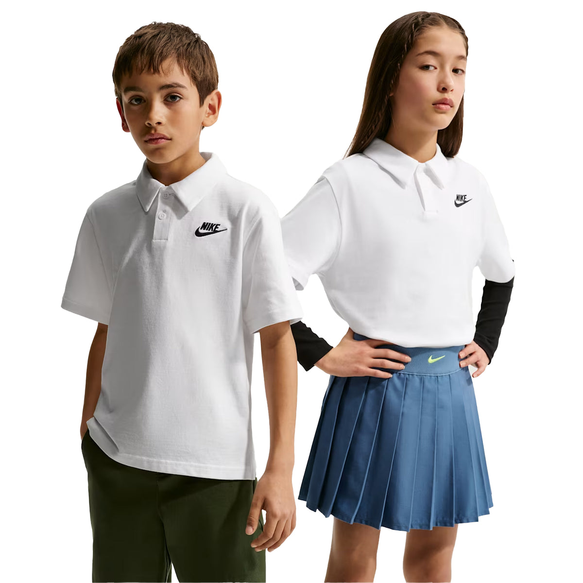 White - Lifestyle - Nike Childrens-Kids Swoosh Short-Sleeved Polo Shirt