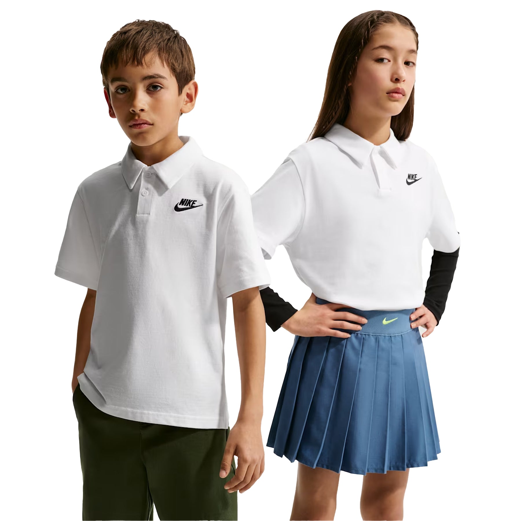 White - Lifestyle - Nike Childrens-Kids Swoosh Short-Sleeved Polo Shirt