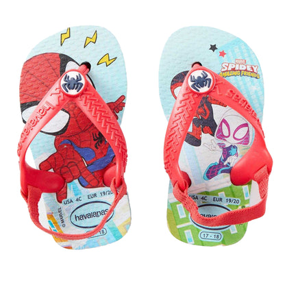Blue-Red - Side - Spider-Man Childrens-Kids Flip Flops