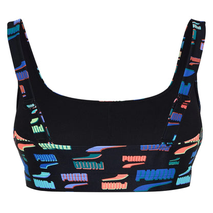 Black - Back - Puma Womens-Ladies All Over Logo Bikini Top